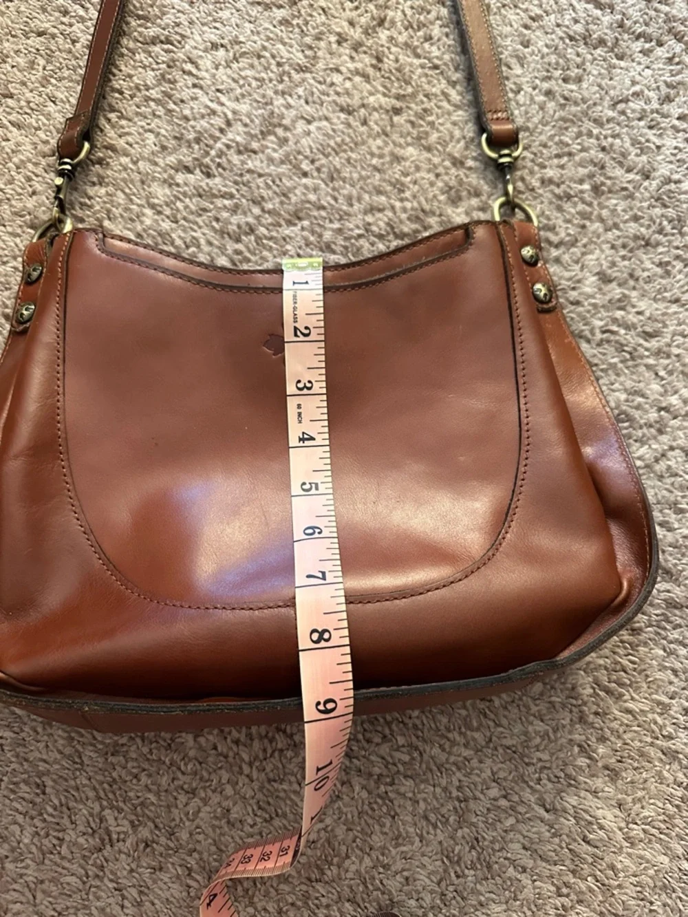 Patricia Nash Caletta Hobo Crossbody Bag - Cognac Leather